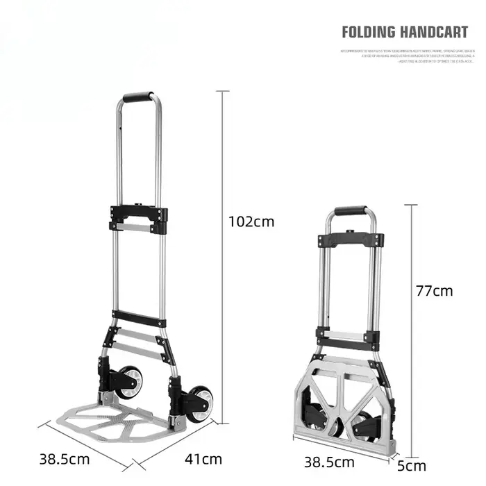 Chariot pliable monté sur voiture avec roue, capacité de charge de 90kg, escalier d'escalade, transp