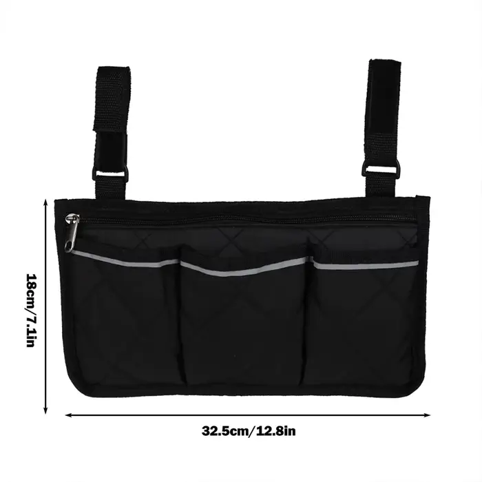 Sac de rangement latéral pour accoudoir de fauteuil roulant