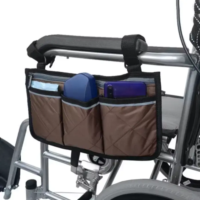 Sac de rangement latéral pour accoudoir de fauteuil roulant
