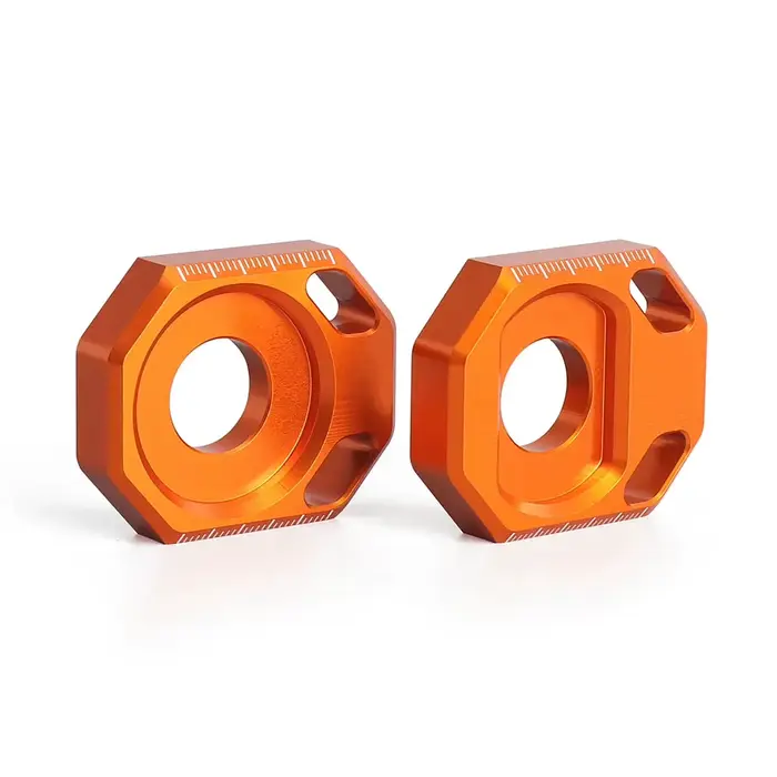 Orange avec Logo bloc d'essieu arrière ajusteur de chaîne régulateur curseurs tendeur moto pour 125 