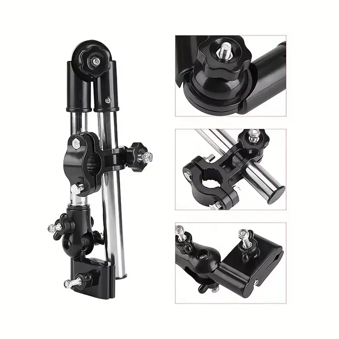 Support de parapluie réglable en acier inoxydable pour fauteuils roulants et vélos - Conception plia