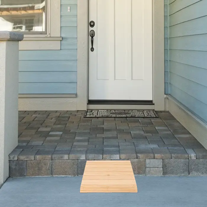Rampe de seuil en bois pour entrée de maison
