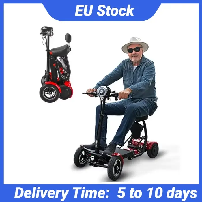 Scooters de mobilité à 4 roues motrices pour personnes âgées pliable léger 500W 36V 10 pouces Scooter électrique pliant avec 2 sièges