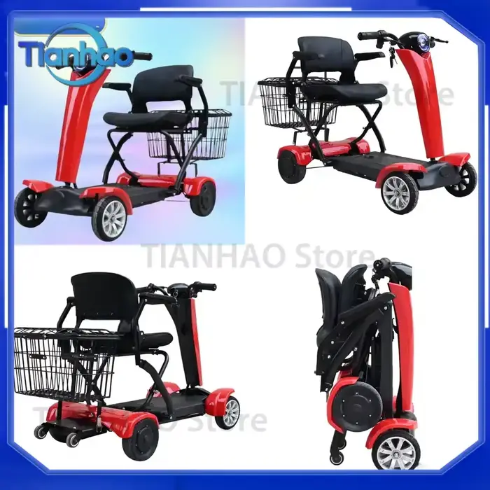 [Personnalisé] Scooter électrique pliable à double moteur 250W avec 4 roues pour personnes handicapées