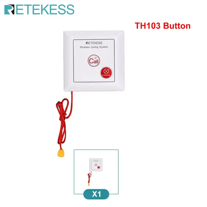 Retekess TH103 soignant téléavertisseur alarme stroboscopique sirène système d'appel tirer corde éta