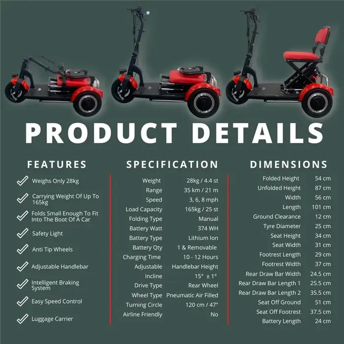 Mini Scooter électrique pliable à 3 roues pour adultes