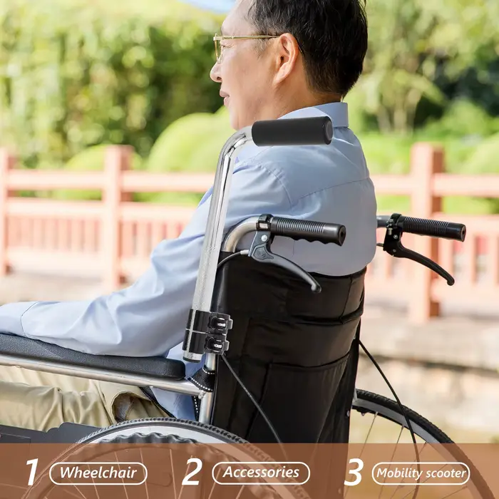Extension de poignée de fauteuil roulant en acier inoxydable