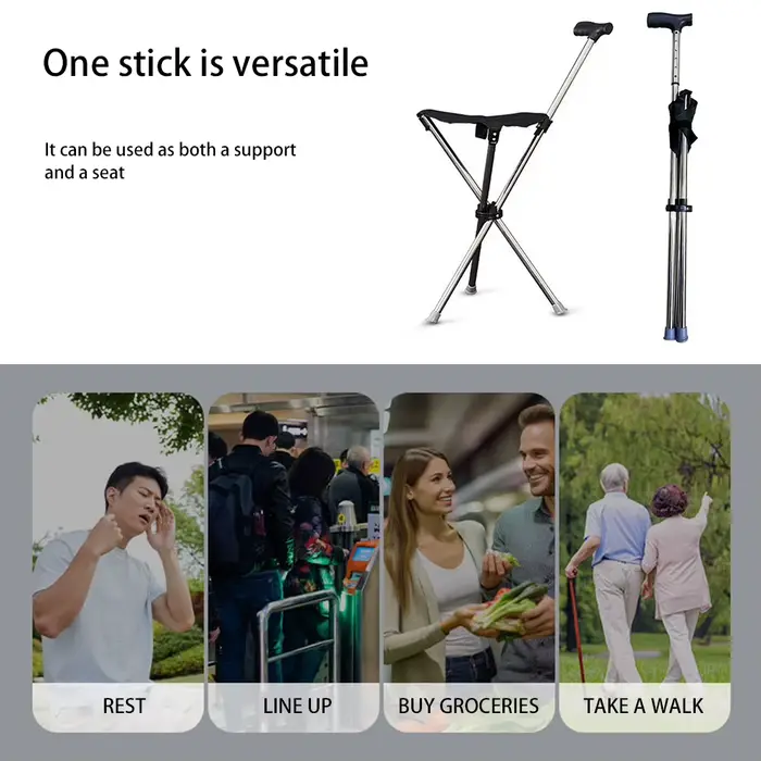 Chaise de béquille pliable d'extérieur pour personnes âgées