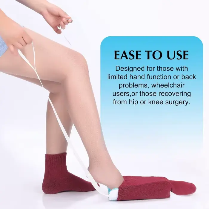 Aucune flexion requise Outil d'aide au chaussette facile – Poignée ergonomique ABS durable pour personnes âgées
