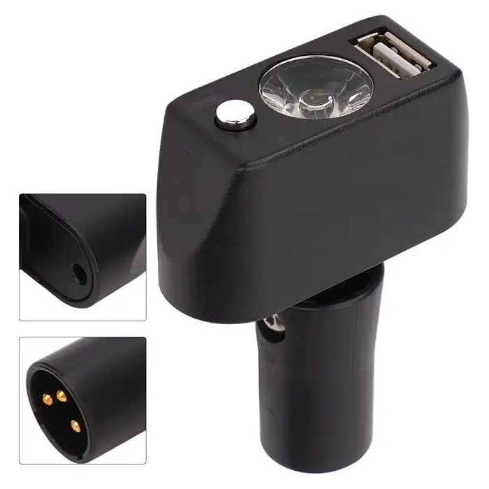 Lumière de fauteuil roulant électrique, chargement USB universel, tête XLR à 3 broches, contrôleur d