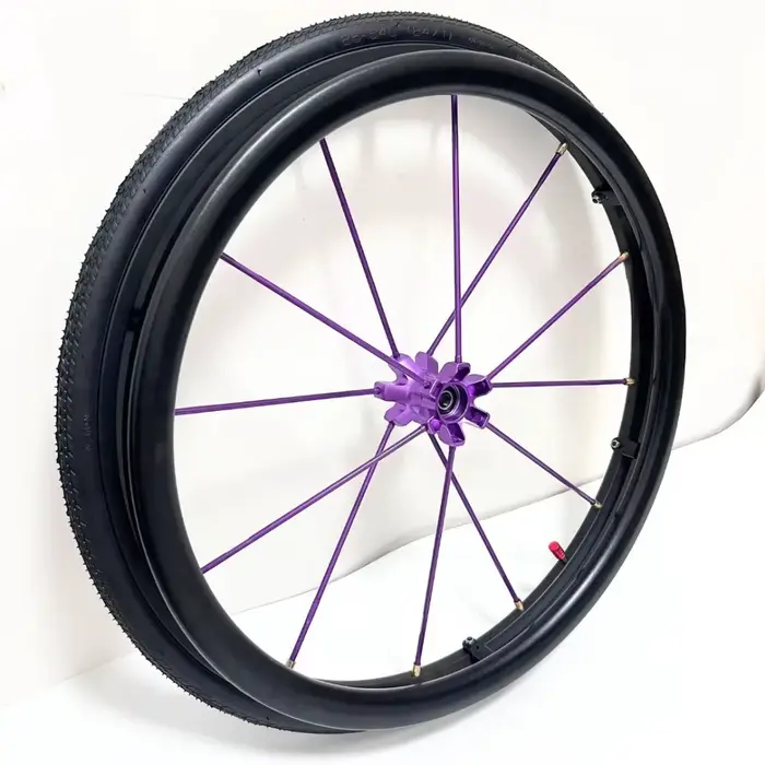 Fauteuil roulant de sport de 24 pouces, grande roue audacieuse, accoudoir, renfort de rayons, alliag