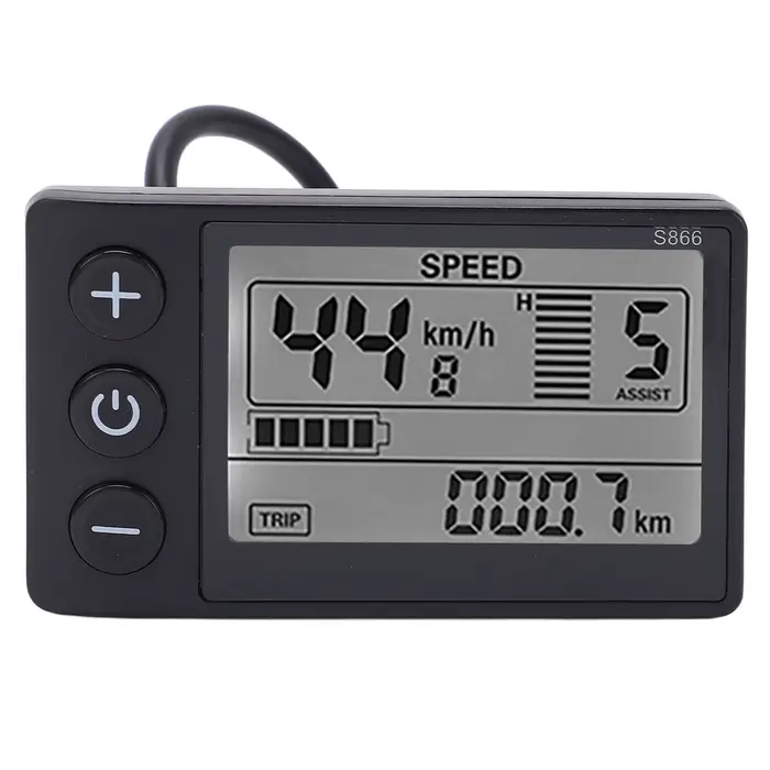 Panneau de commande à grand écran LCD pour vélo électrique, compteur monté sur guidon, prise étanche