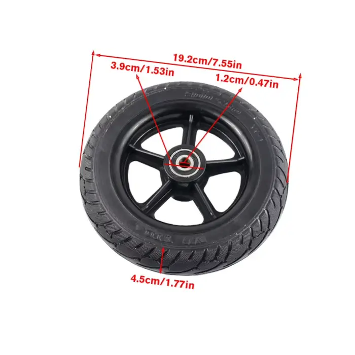 Roues de scooter de 8 pouces, roues solides 200x50, 12mm avec jantes, adaptées au remplacement des roues solides de scooter électrique