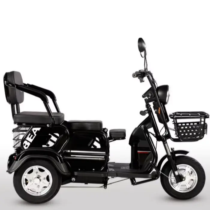 Tricycle électrique à 3 roues pour adultes et passagers, scooter de mobilité, avec siège et panier, 