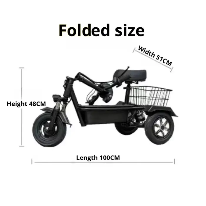 Mini adulte Portable avec panier Scooter électrique personnes âgées trajet Tricycle