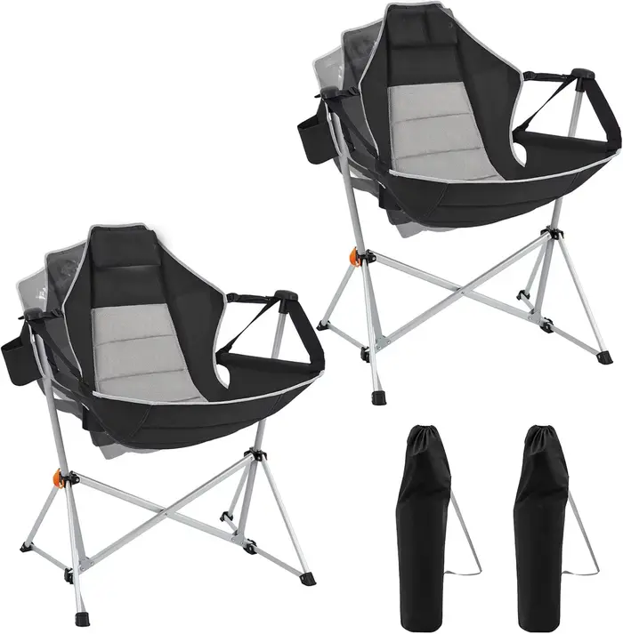 Chaise pivotante à dossier réglable en alliage d'aluminium, chaise à bascule pliante avec porte-gobe