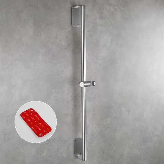 Barre marketde douche allongée, ensemble de douche auto-adhésif, barre de douche sans perceuse avec 