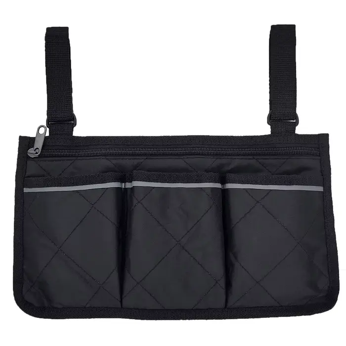 Sac d'accoudoir latéral pour fauteuil roulant, sac de rangement pour fauteuil roulant, bande réfléch