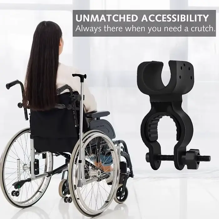 Support de fixation pour fauteuil roulant électrique et béquilles