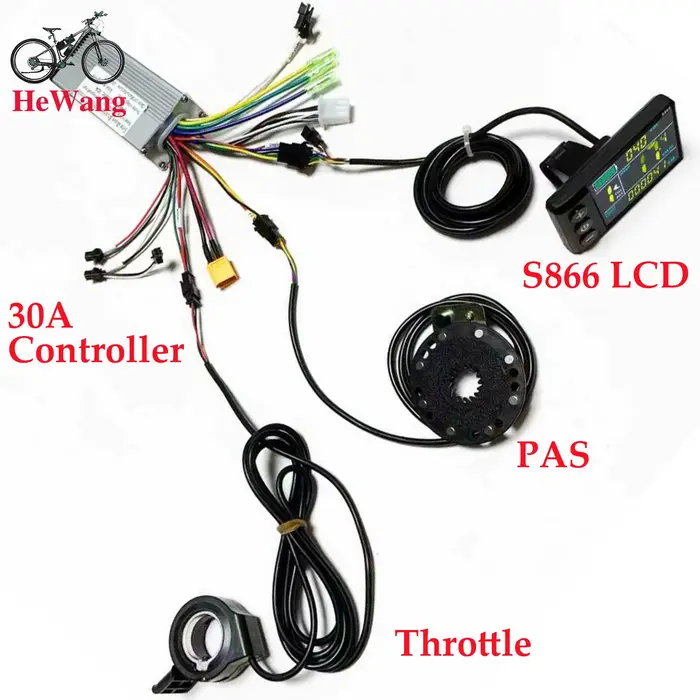 Contrôleur de moteur sans balais à onde sinusoïdale 24V 36V 48V 500W-1000W 30A avec écran LCD S866 e
