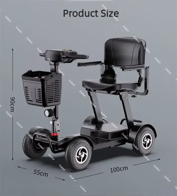 Scooter de mobilité pliant pré-assemblé voiture électrique à 4 roues pour adultes personnes âgées handicapées 350W