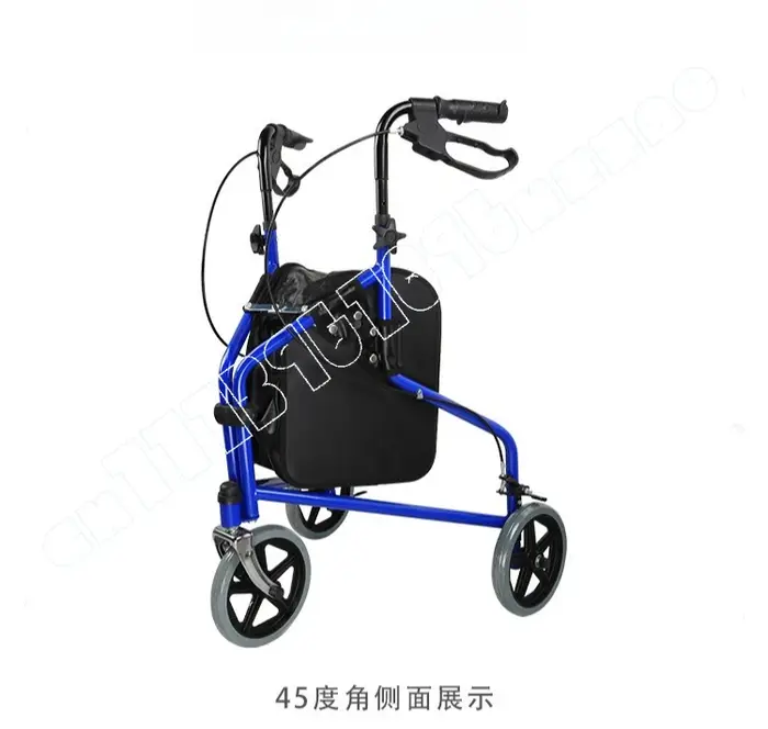 Chariot de réadaptation pour personnes âgées, pliable avec frein, aide à la marche, trois roues
