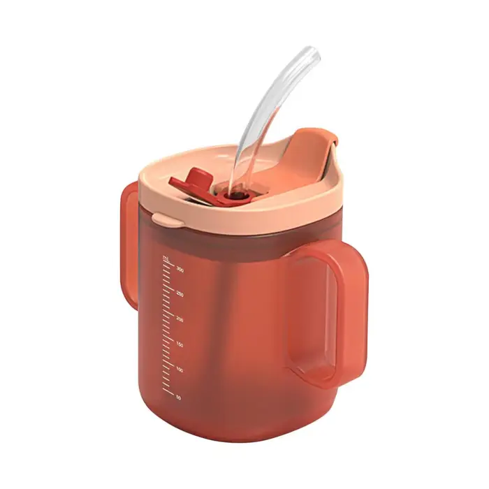ElmainCare-Gobelet à eau PP avec paille, tasses Foy, gobelet non renversable, tasse d'alimentation d