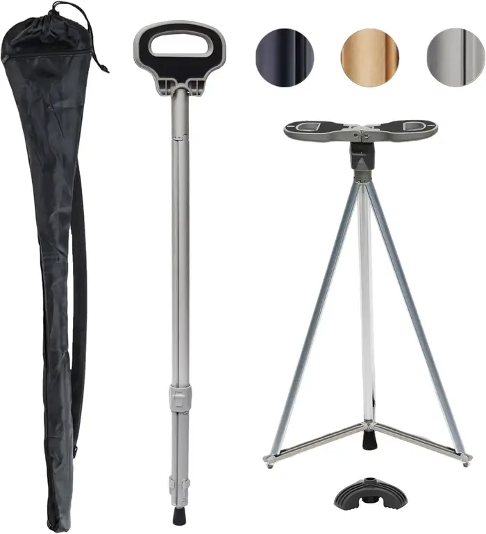 Canne de tabouret pliante pour personnes âgées, convertit en plein air, bâton de marche au siège, en