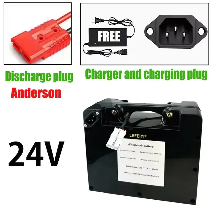 Batterie lithium-ion rechargeable 24V 30ah~80ah pour fauteuil roulant électrique