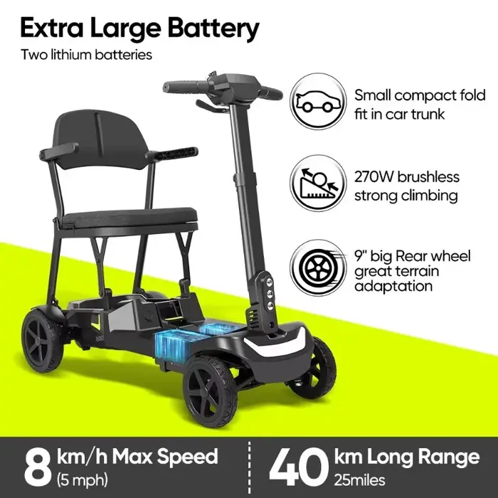 Scooter de mobilité léger de 16 kg pour les voyages