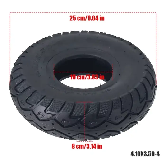 Pneu et chambre à air 4.10/3.50-4 pour chariots de magasin